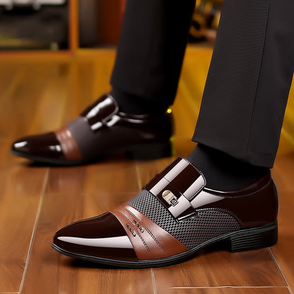 men's stylish patchwork leather shoes